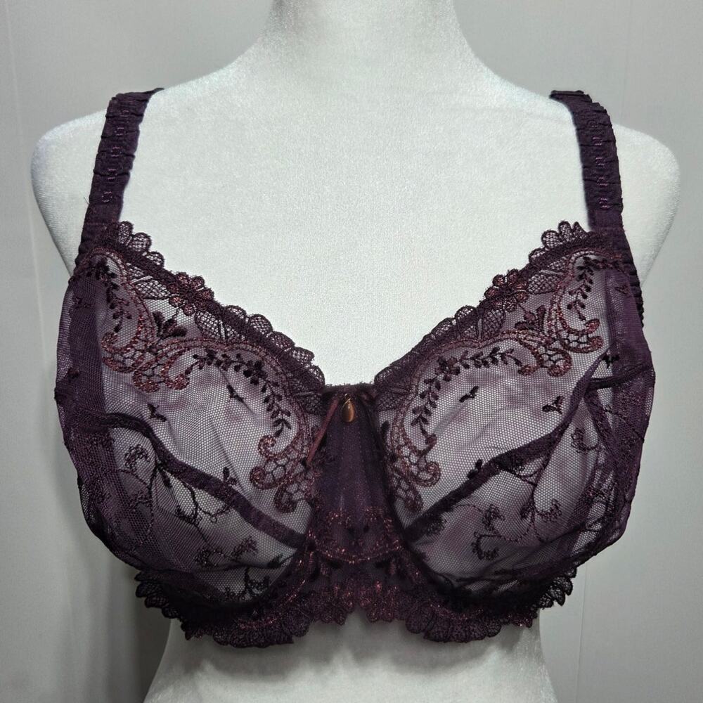 Empreinte Purple Lace Full Coverage Bra 34F French Designer